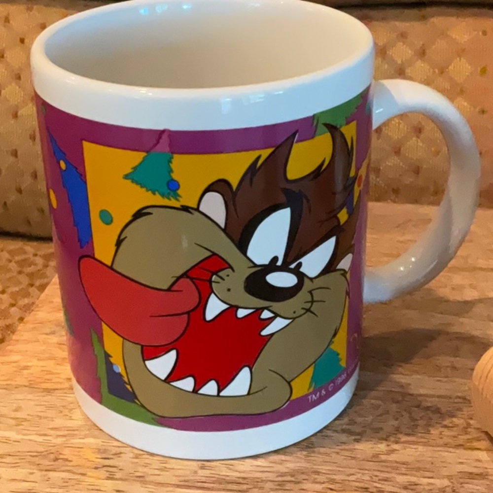 TAZ Christmas Coffee Mug Warner Bros from 1996 Tazmanian Devil Mug…  Vintage